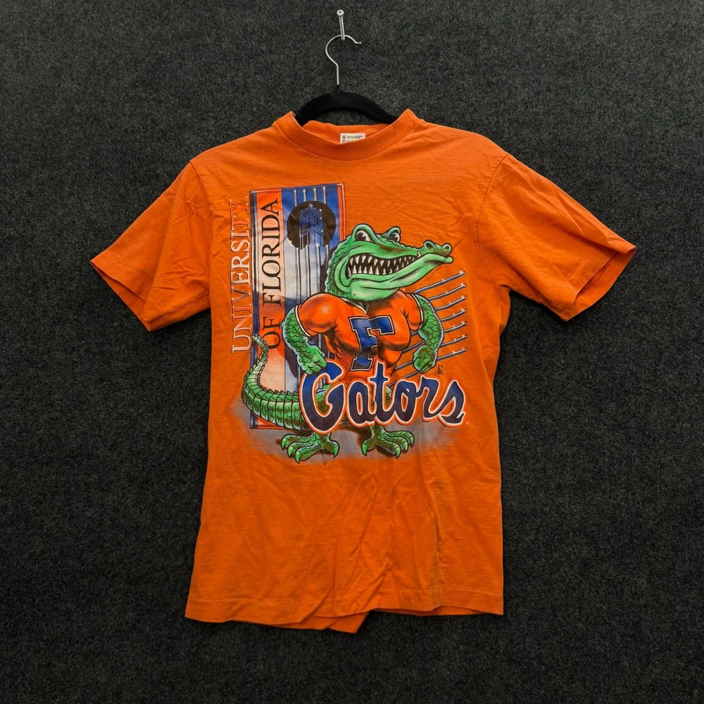 Vintage 90s Florida Gators Anvil T-Shirt Orange Single Stitch Mens S USA Made